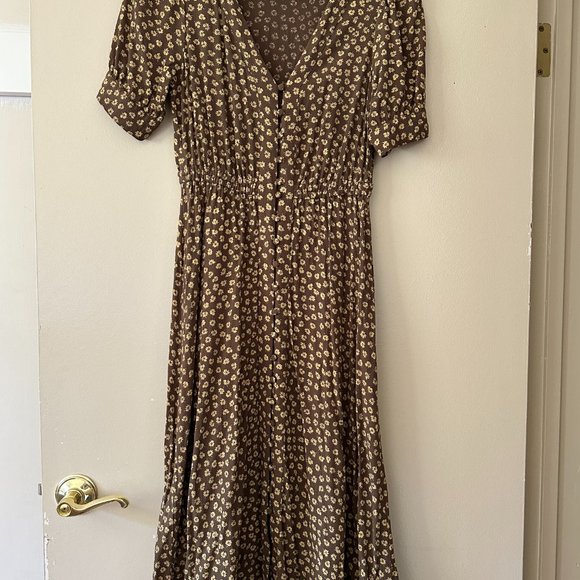 Madewell Button-Cuff Midi Dress in Woodcut Flowers 0 - Picture 5 of 11